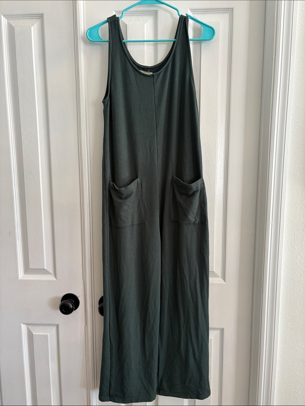 Madewell Superbrushed Pull-On Jumpsuit Overalls cozy loungewear forest green XS